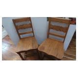 2 Wooden Oak Chairs-17x14.5x34"H
