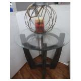 Glass Top End Table(24x24"),Decorative Candle