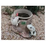 9" Rd. Flower Pot w/10"H Fake Stump w/Frogs
