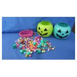 2 Plastic Trick or Treat Pumpkinsl,Squishies&