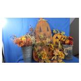 Fall Decor incl.36" Pumpkin Display,Metal Flower