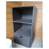 Outdoor 2 Shelf Wicker Storage Shelf