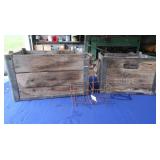2 Vintage Wood&Metal Milk Crates,Lynch