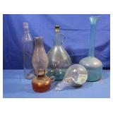 Vintage Glass Bottles&Oil Lamp