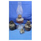 Oil Lamps-Miller bottom,glass(w/fluid)&more