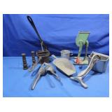 Antique Kitchen items including Ice Crusher,