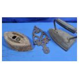 Antique Sad Irons&1 Rest