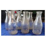 7 Vintage Qt Milk Bottles, Lynch