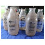 5 Vintage Qt Milk Bottles, Alwines Dairy
