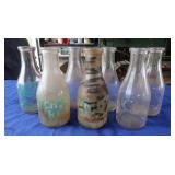 7 Vintage Qt Milk Bottles, Lynch