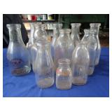 11 Vintage Milk Bottles, Variety of Producers