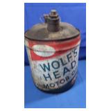 Vintage Wolfs Head Motor Oil Can