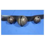 Antique Brass Sleigh Bells on Leather Belt
