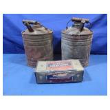 Vintage Metal Gas Cans&Eveready Mazda Lamps