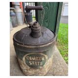 Vintage 5 Gal. Quaker State Metal Oil Can