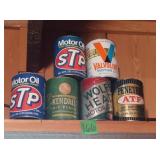 Vintage 6 Oil Cans(2 STP,Kendall,Wolf Head),some
