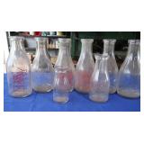 8 Antique Ligonier Dairy Glass Bottles, 1/2pt,