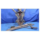 Antique Rug Beater,Machete in Wood Sheath,Mexico