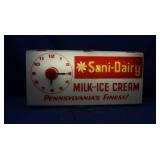 Vintage Sani-Dairy Lighted Clock(lights up)
