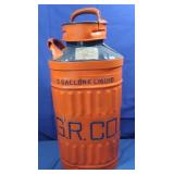Vintage 5gal Ellisco Painted Oil Can-"G.R.