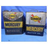 Vintage Sunoco Mercury Motor Oil Cans-one full