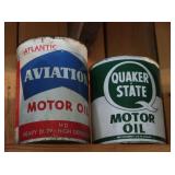 Vintage Quaker State&Aviation Motor Oil cans