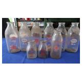 9 Vintage Hagan Milk Bottles, qt, pt, 1/2pt