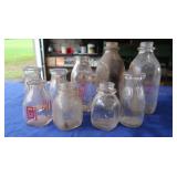 9 Vintage Gallikers Glass Milk Bottles,