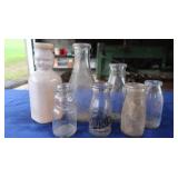 Vintage Brookfield "Baby Top" milk glass & 6 vtg