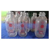 8 Vintage Qt milk bottles Sanitary of Johnstown