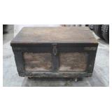 Vintage Wooden Tool Box on Wheels