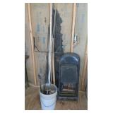 4 Metal Chairs,Standing Reel,5 Gal. Bucket of