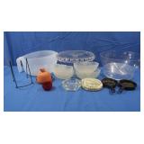 Glass Cake Pedestal Stand,Trivets,Red Salt Cellar,