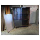 Wood Shelf Unit w/Glass Doors 38Wx49"H