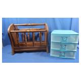 3 Drawer Plastic Storage Container&Wooden Mgazine