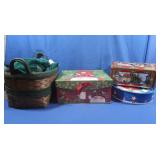 Wicker Basket,Box,Metal Tin,of Christmas Decor