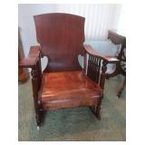 Vintage Oak McKinley Style Rocker,1 Arm Needs