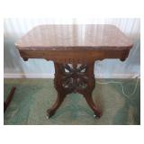 Vintage Marble Top Side Table w/Casters,Ornate