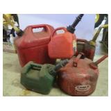 4 Plastic Gas Cans, 5Gal,2Gal,1Gal,&One Metal