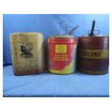 2 Vintage 5 Gal Gas Cans w/Spouts&more