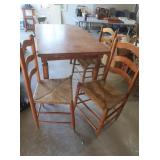 Maple Table 58x32x31&3 Ladder Back Chairs w/Wicker