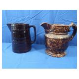 2 Stoneware Pitchers