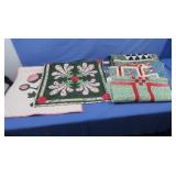 2 Quilted Wall Hangings &3 Hand Stitched Small