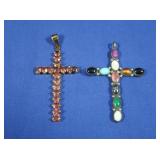 Sterling Cross w/Genuine Stones,Sterling Cross w/