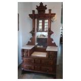 Antique Marble Top Ornate Vanity Dresser,Marble