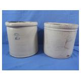 2 2 Gal Crocks,1 w/Cracks