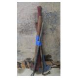 2 Double End Axes,2Crow Bars&Sledge Hammer