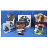 Norman Rockwell Mug,Mini Cars,Girl Figurine