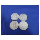 4 Franklin Silver Half Dollars-90%