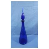 Vintage Empoli Cobalt Blue Glass Genie Bottle